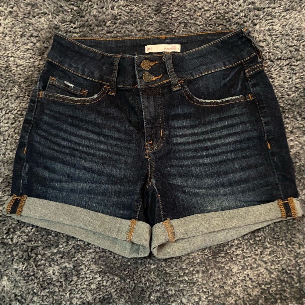 SO Dark Blue Favorite Midi Cuffed Denim Shorts, Junior 5
